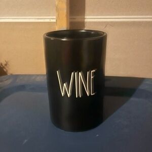 Rae Dunn Wine Chiller / Wine Holder Black with White Long Letters